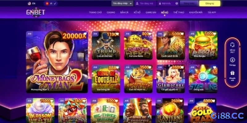 Đăng nhập Gnbet trải nghiệm kho game hấp dẫn