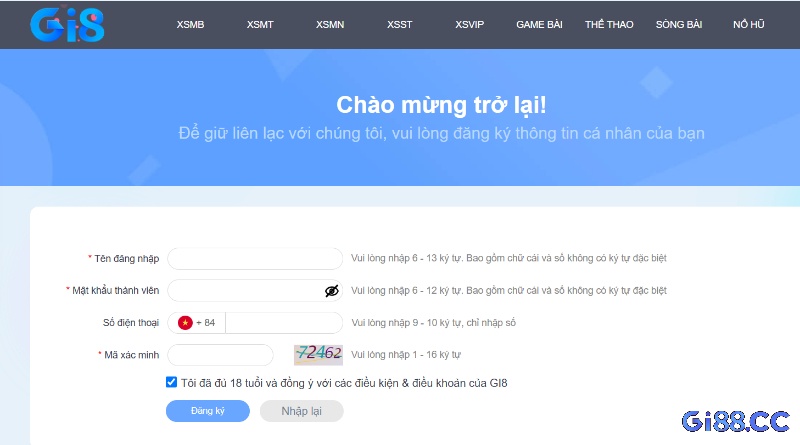 Bạn cần truy cập trang web của Gi8 và điền thông tin cần thiết để đăng ký tài khoản