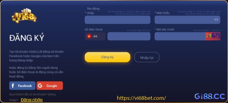 Đăng ký Vi68 như thế nào?